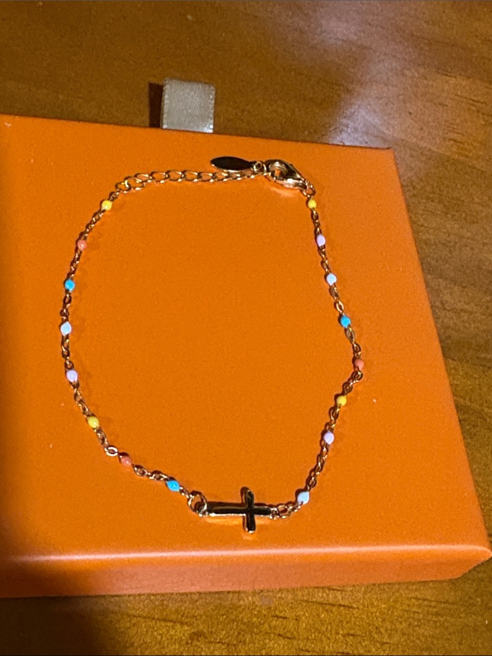 Multicolor beaded cross bracelet